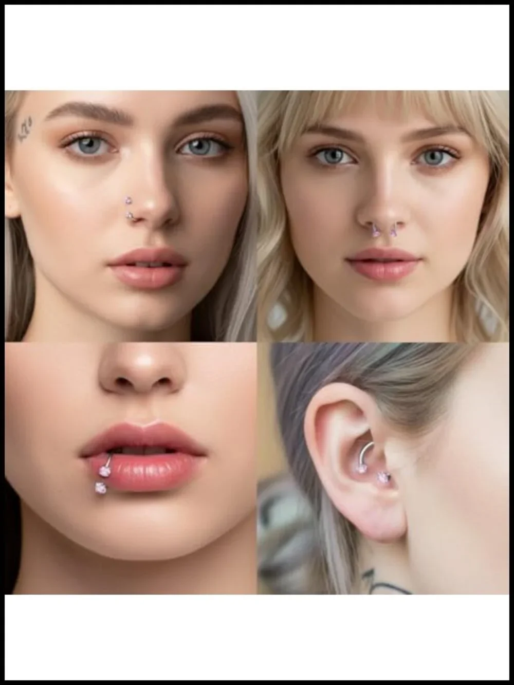 G23 Titanium Horseshoe Nose Ring 18G 20G Double Gem Hypoallergenic for Women